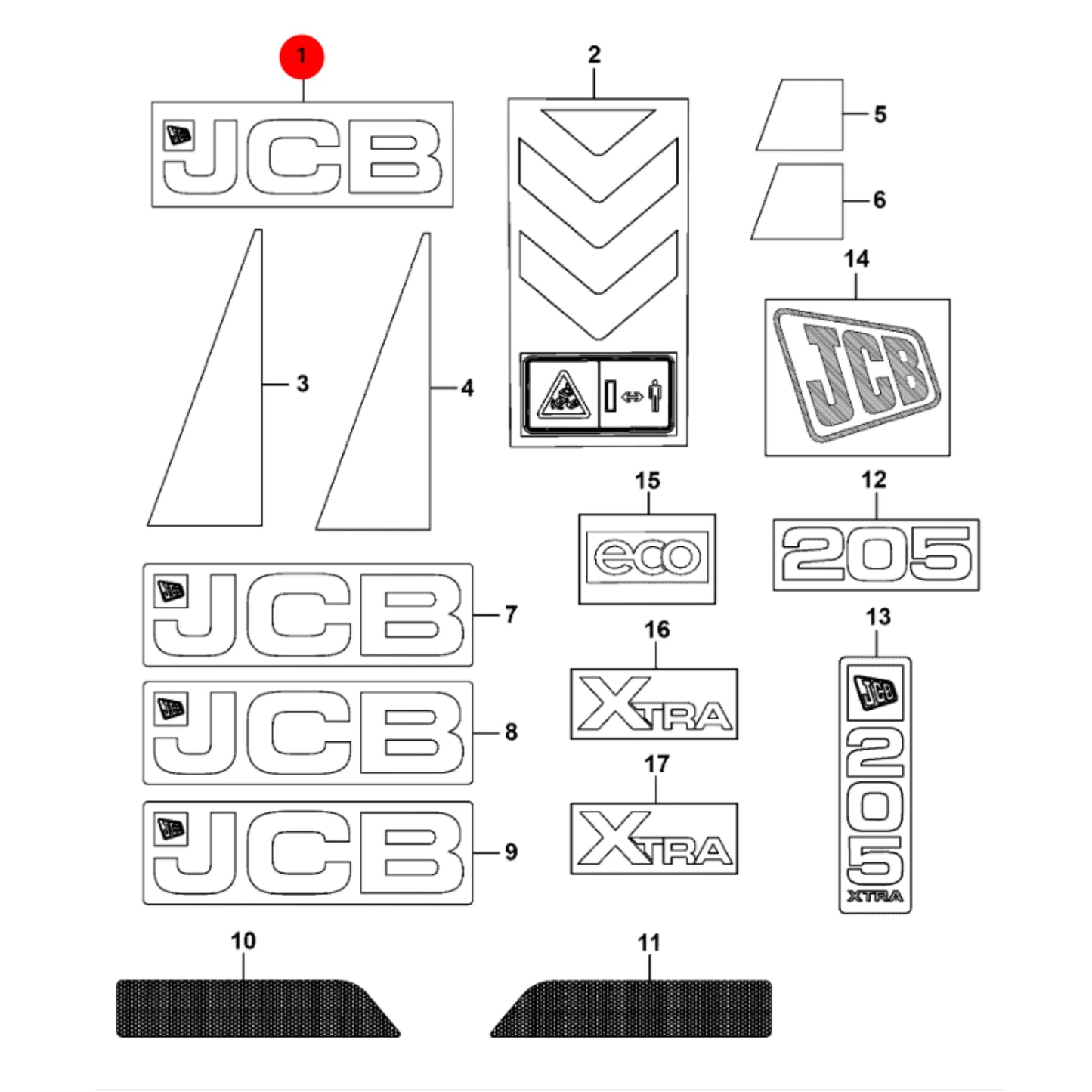 JCB Naklejka 333/J5047 Oryginał