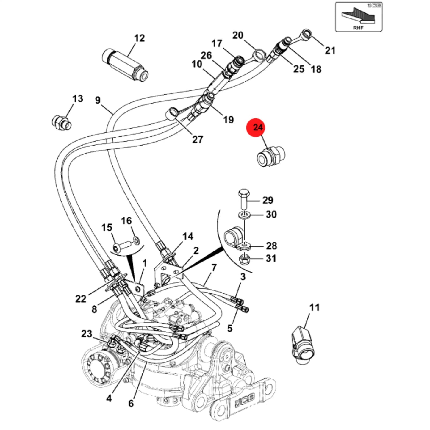 Złączka 5 8 bsp x koparka ładowarka 3CX 4CX – oryginalna część JCB | Interhandler Łódź
