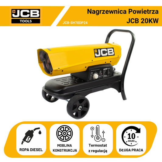 JCB Nagrzewnica olejowa na ropę 20kW z termostatem do ogrzewania garażu
