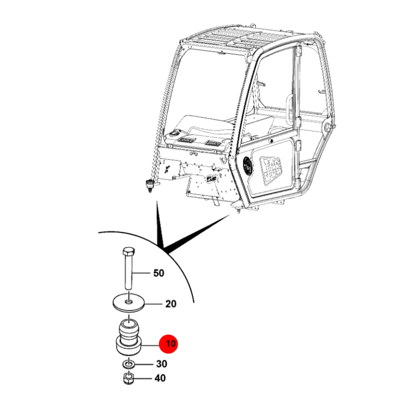JCB Poduszka, Odbojnik Pod Kabinę Koparka Ładowarka 263/24405 Oryginał