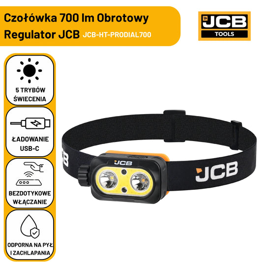 Czołówka JCB 700 lm z obrotowym regulatorem