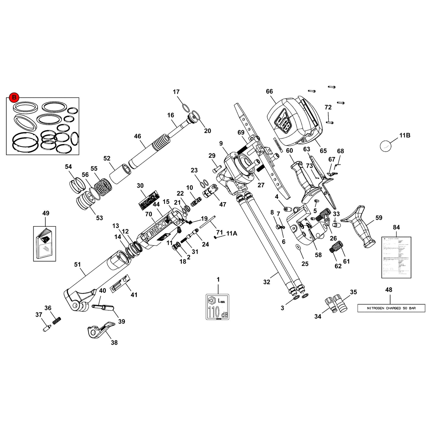 JCB Zestaw Uszczelnień Hydrauliczny Koparka Ładowarka 929/08100 Oryginał