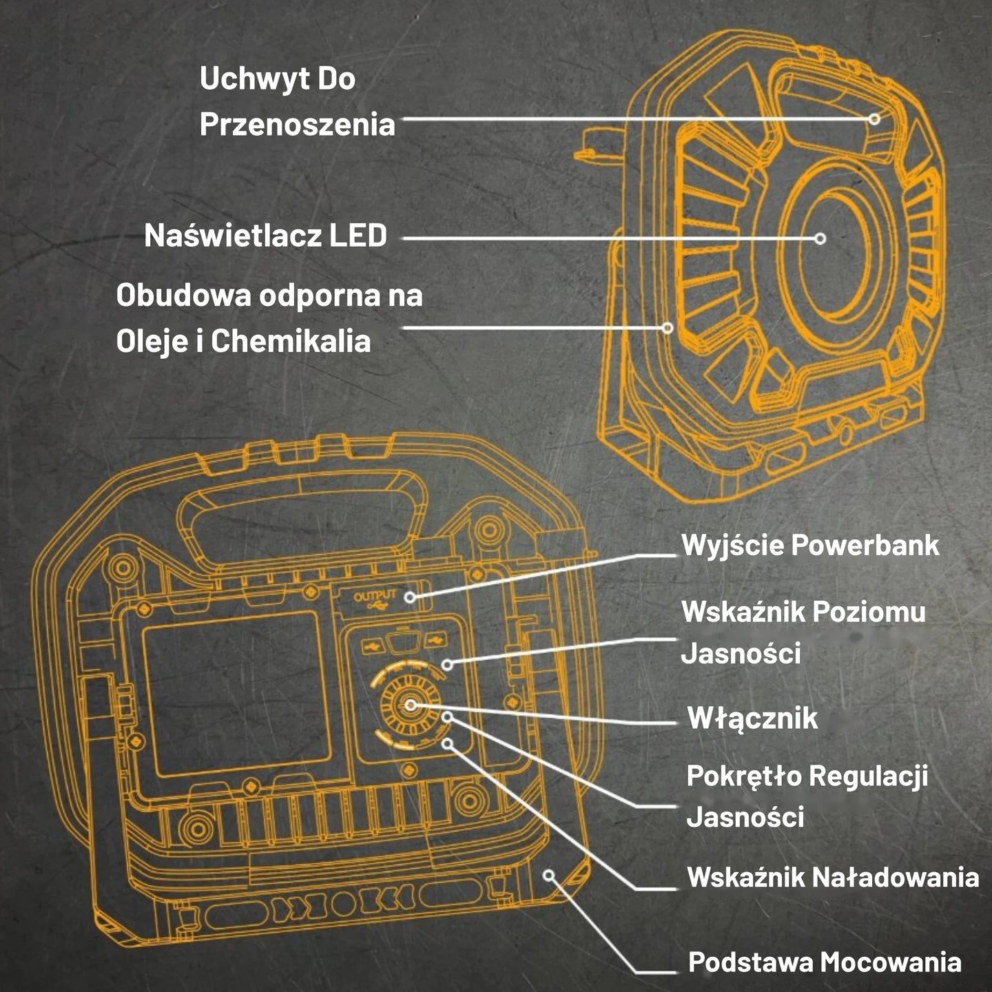 Oświetlenie placu budowy JCB 2500 lm – lampa LED 18V