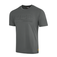 Koszulka robocza JCB T-shirt kolor szary z logo 3D, widok z przodu pod kątem