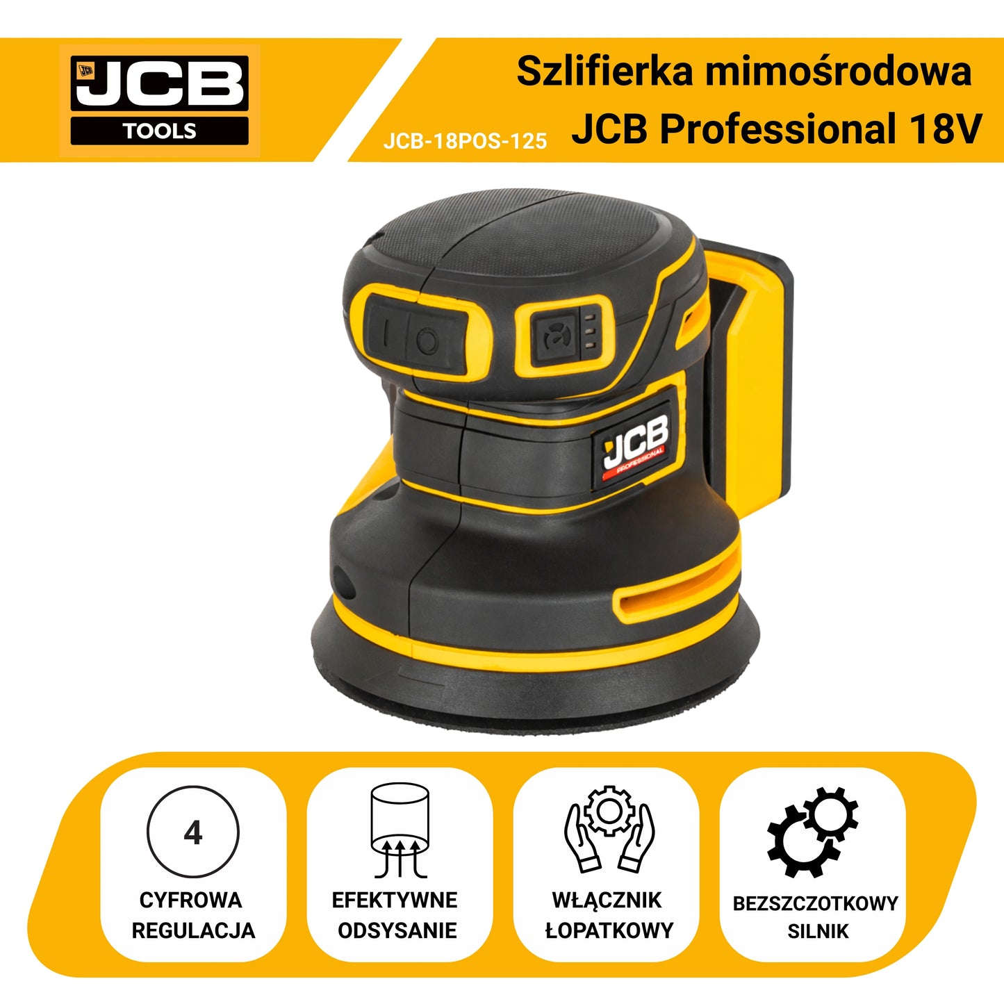 Szlifierka kątowa akumulatorowa JCB 18V (JCB-18POS-125)