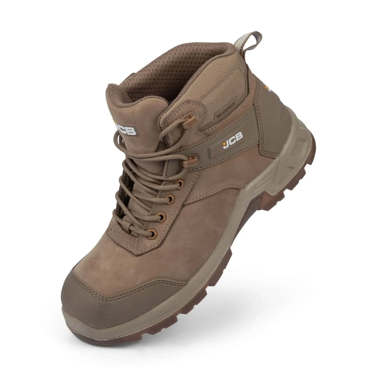 Buty robocze JCB Fastrac S7S piaskowe z logo JCB, widok z boku