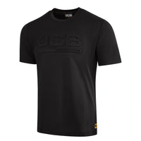 Koszulka robocza JCB T-shirt czarna z wypukłym logo JCB Workwear 3D, widok z przodu
