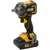 klucz udarowy akumulatorowy JCB Professional 18V 1/2 z akumulatorem HC 4.0Ah żółto-czarny ujęcie z lewej strony