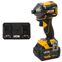 zakrętarka udarowa akumulatorowa JCB Professional 18V z akumulatorem 5.0Ah i podwójną ładowarką JCB ujęcie z prawej strony