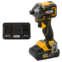 zakrętarka udarowa akumulatorowa JCB Professional 18V z akumulatorem HC 4.0Ah i podwójną ładowarką JCB ujęcie z prawej strony