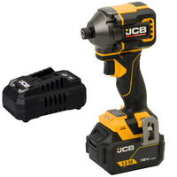 zakrętarka udarowa akumulatorowa JCB Professional 18V z akumulatorem 5.0Ah i ładowarką ujęcie z lewej strony