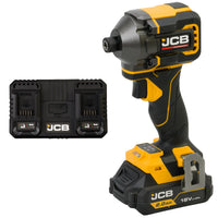 zakrętarka udarowa akumulatorowa JCB Professional 18V z akumulatorem 2.0Ah i podwójną ładowarką JCB ujęcie z prawej strony