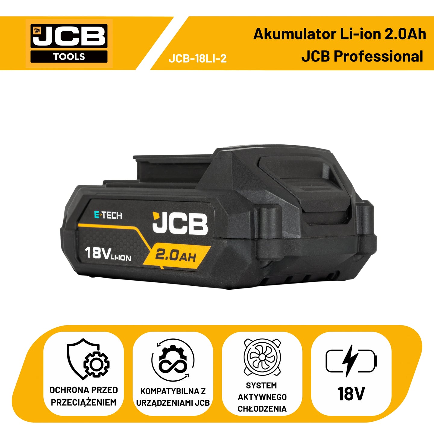 Akumulator JCB 18V Li-Ion 18V 2.0 Ah – do elektronarzędzi akumulatorowych