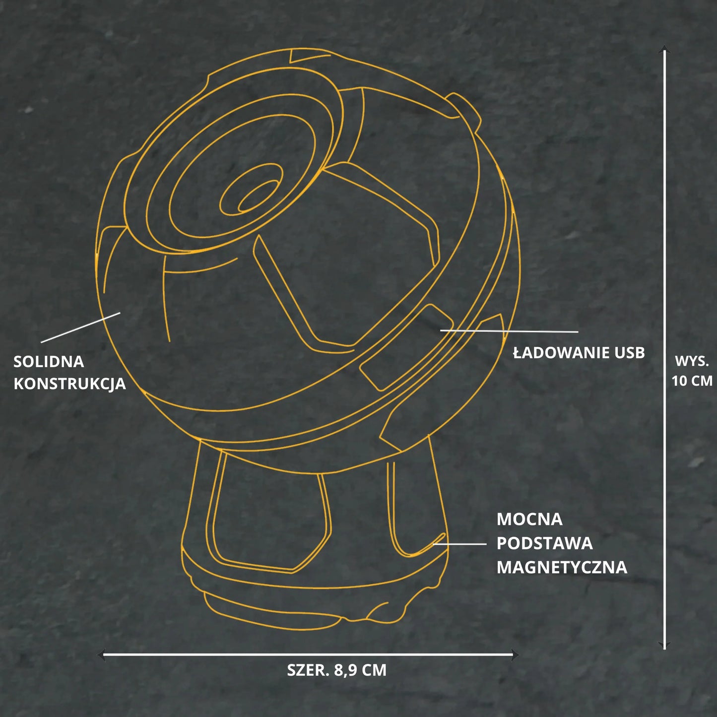 JCB Oświetlenie robocze z obrotową podstawą magnetyczną