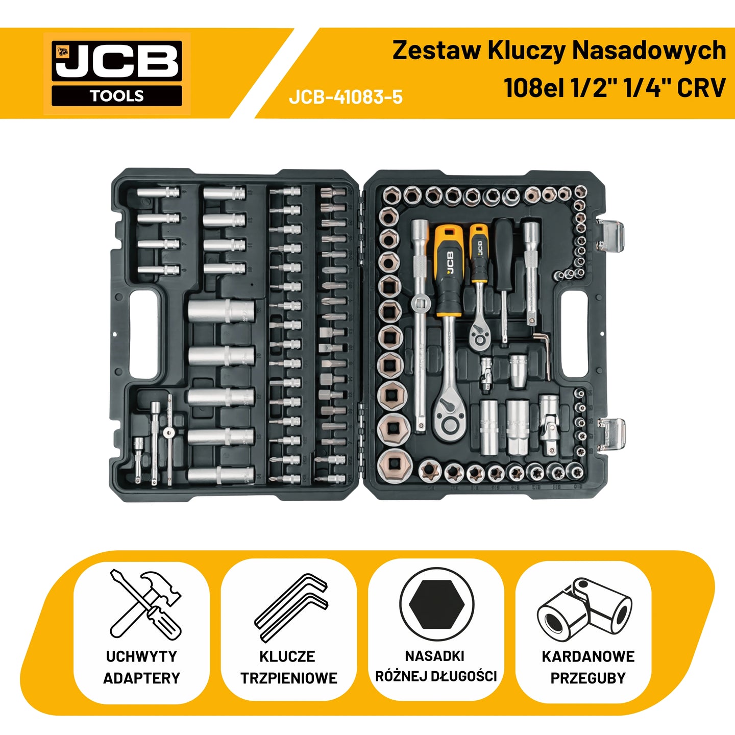 Zestaw elektronarzędzi akumulatorowych JCB – z akumulatorem i ładowarką