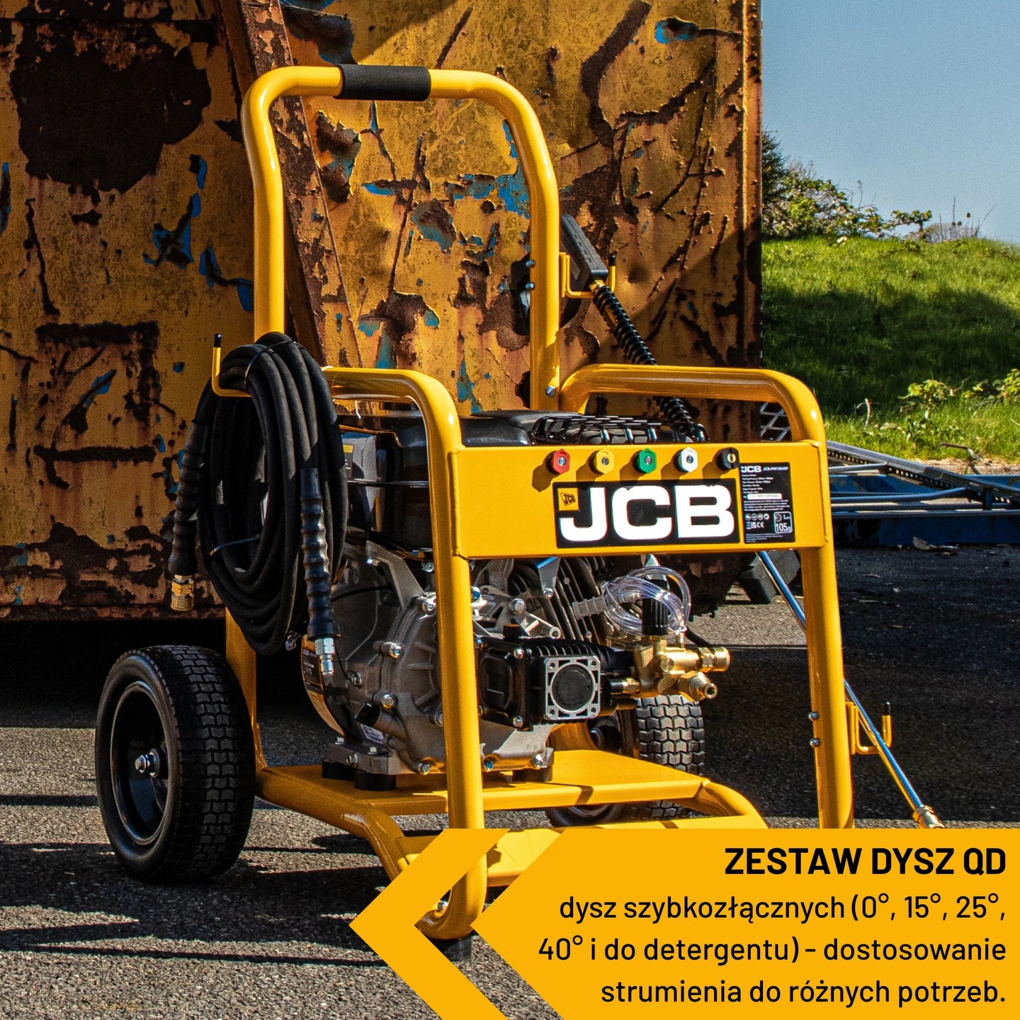 Myjka ciśnieniowa spalinowa JCB 15 KM 276 bar – wysokociśnieniowa do betonu i elewacji