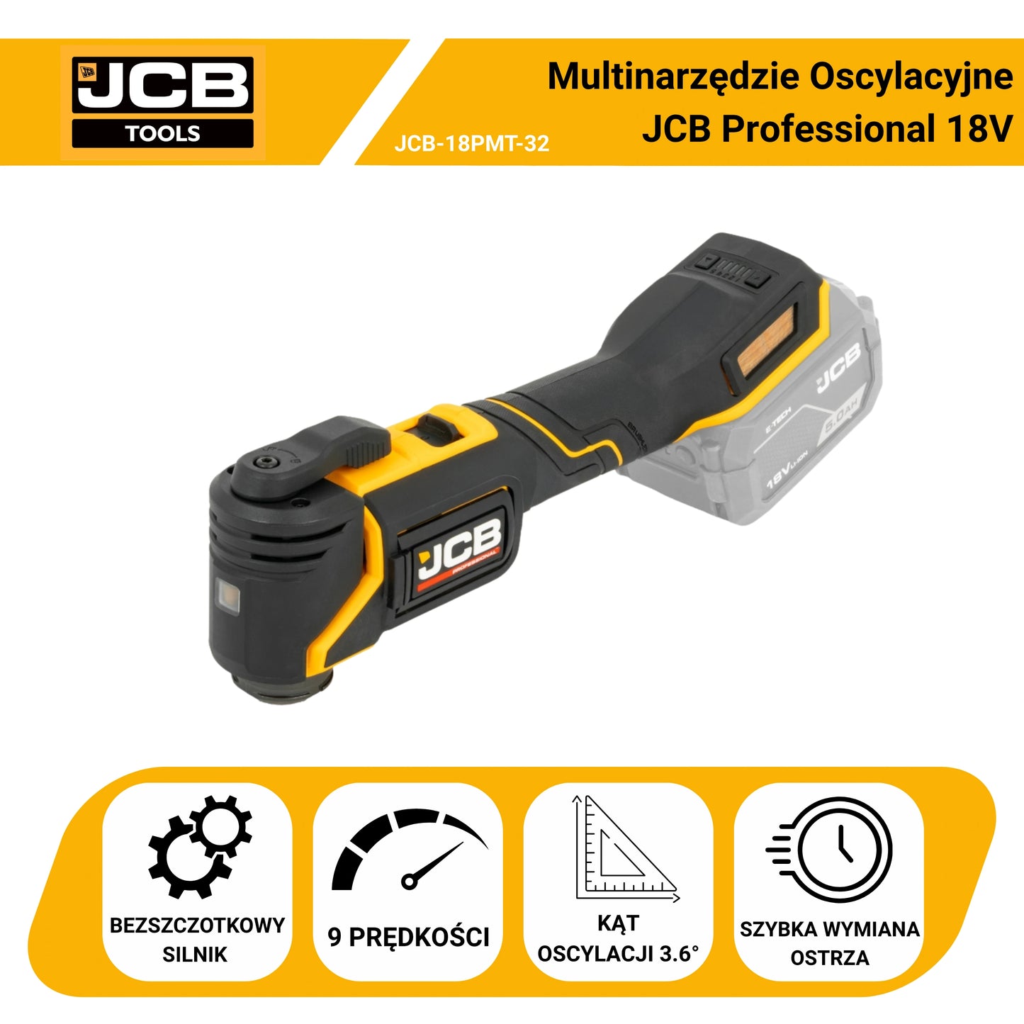 Narzędzie wielofunkcyjne multitool JCB 18V – oscylacyjne do cięcia i szlifowania