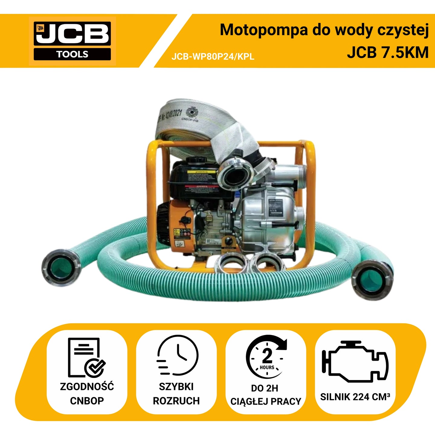 Zestaw elektronarzędzi akumulatorowych JCB 7,5 KM 75 mm 15 bar (JCB-WP80P24/KPL)