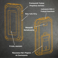 Przenośne lampy LED JCB 1000 lm – oświetlenie akumulatorowe