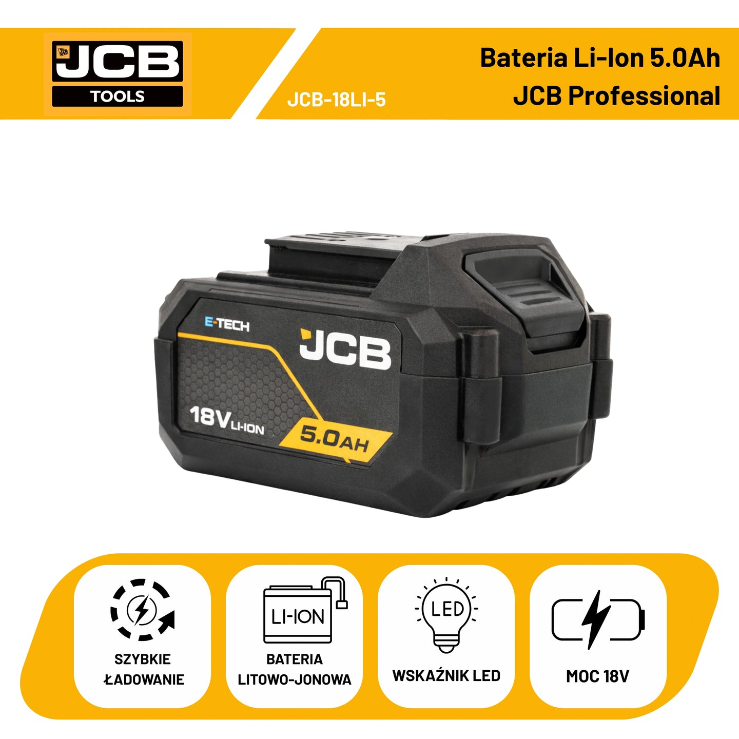 Akumulator JCB 18V Li-Ion 18V 5.0 Ah – do elektronarzędzi akumulatorowych
