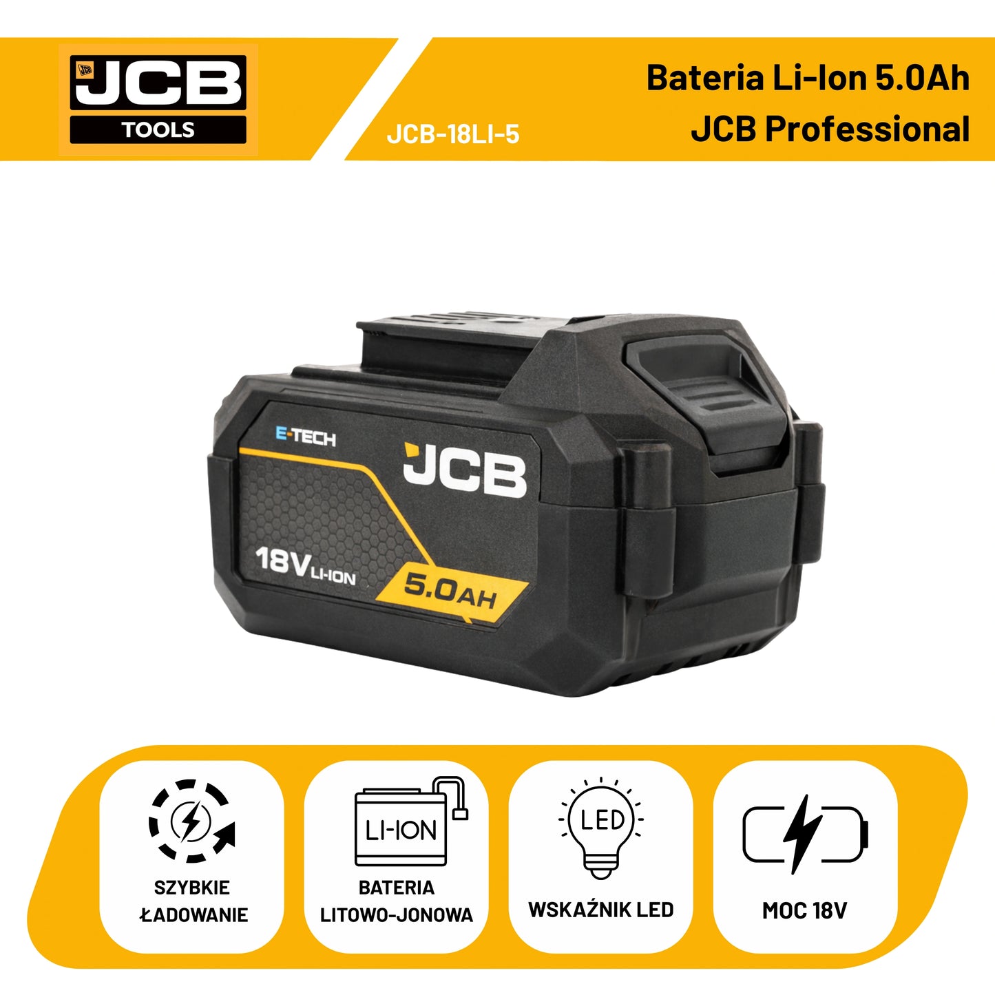 Akumulator JCB 18V Li-Ion 18V 5.0 Ah – do elektronarzędzi akumulatorowych