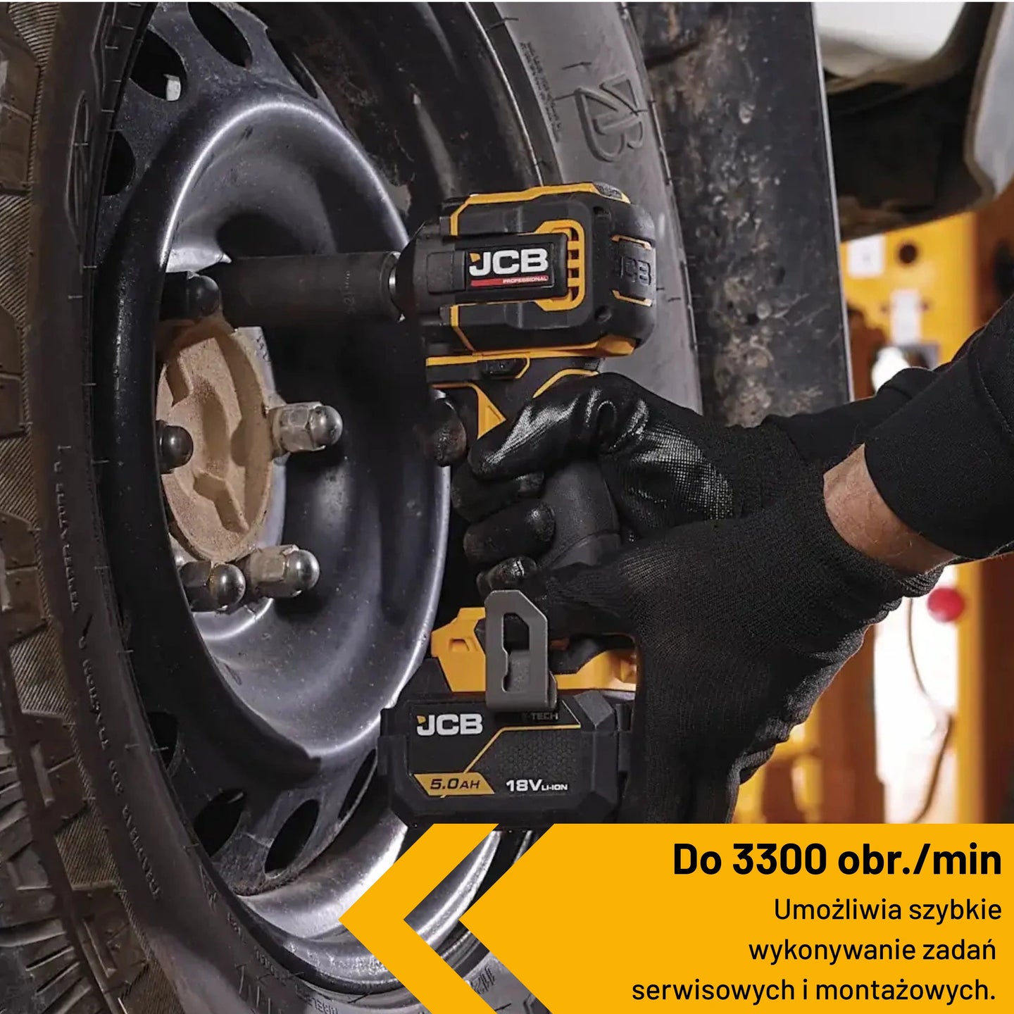 Klucz udarowy akumulatorowy JCB 18V 250 Nm 350 Nm – Brushless do warsztatu