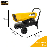 Nagrzewnica olejowa z odprowadzeniem spalin JCB 20kW – nagrzewnica spalinowa