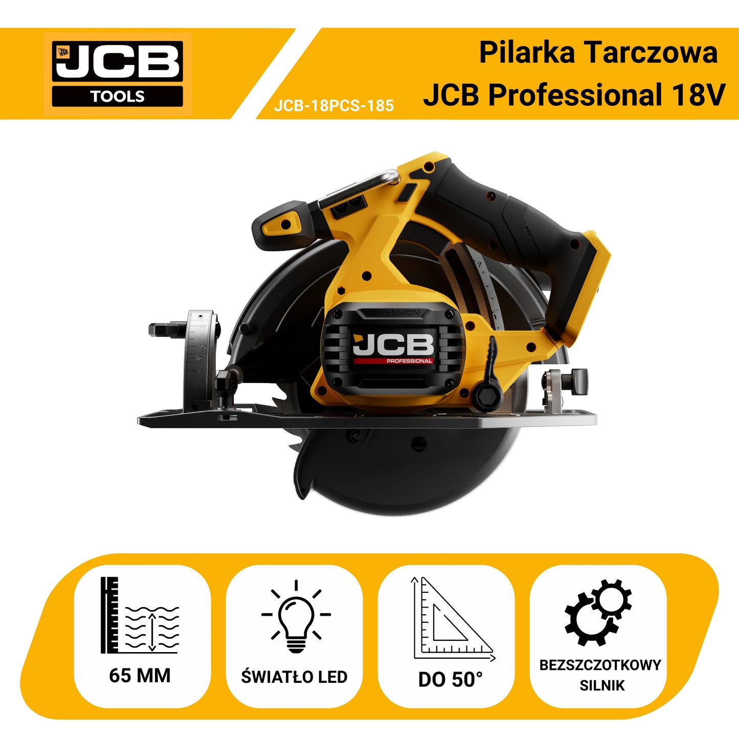 Pilarka akumulatorowa JCB 18V 185 mm – tarczowa do drewna