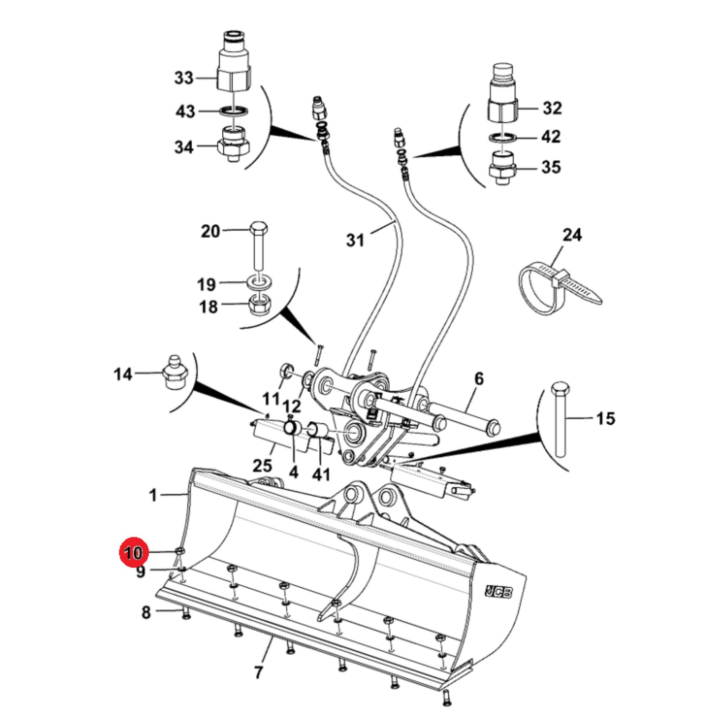 JCB Nakrętka Koparka Ładowarka Części Zamienne 1340/0702Z Oryginał