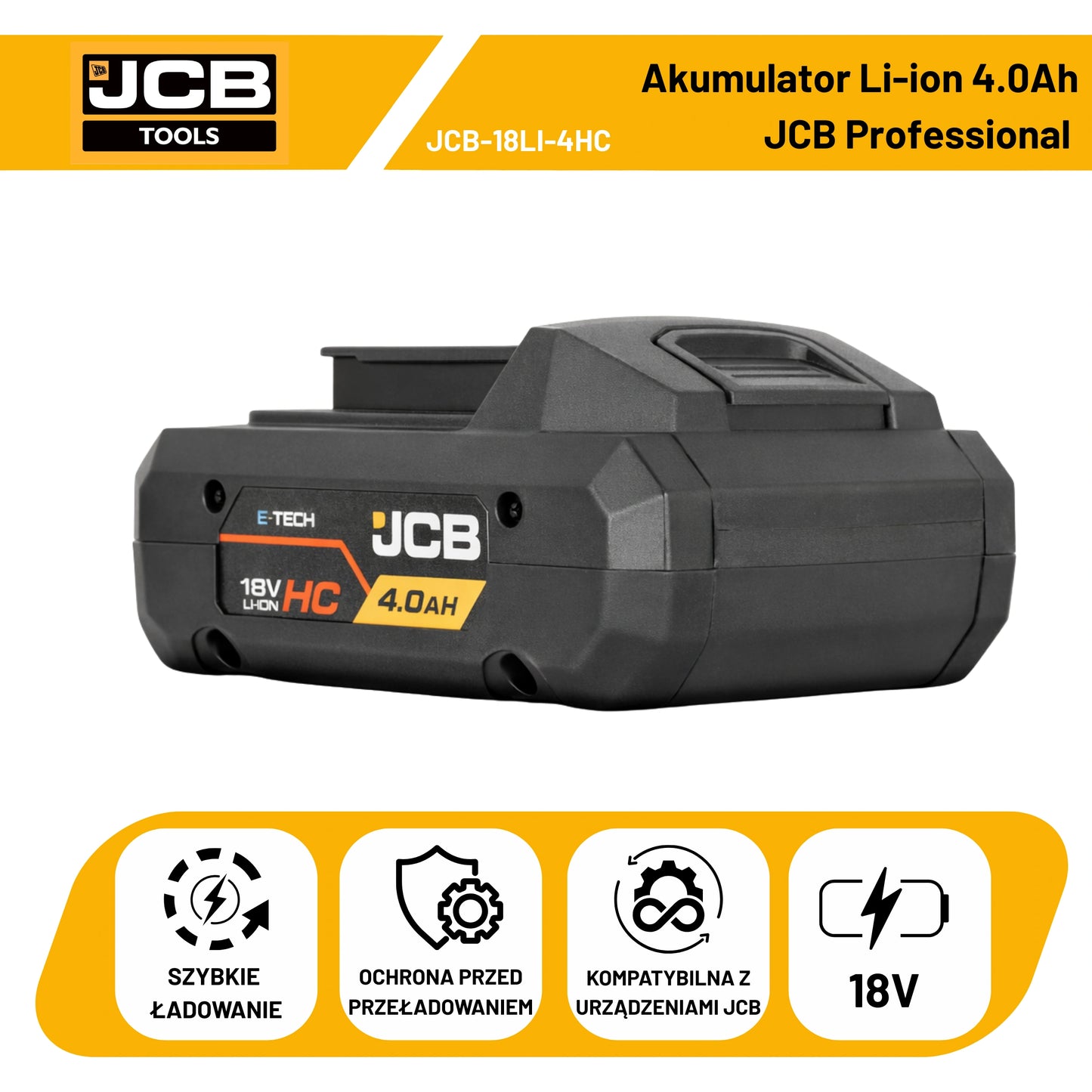 Akumulator JCB 18V Li-Ion 18V 4.0 Ah – do elektronarzędzi akumulatorowych