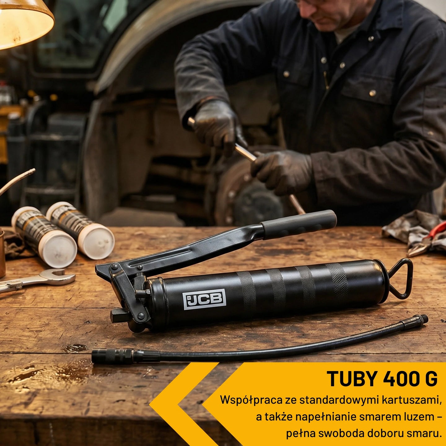 Smarownica ręczna JCB 992/11300 – uszczelniony zawór i adapter do smarownicy