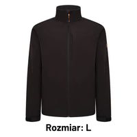 Kurtka robocza softshell JCB czarna z naszywką JCB, etykieta Rozmiar L