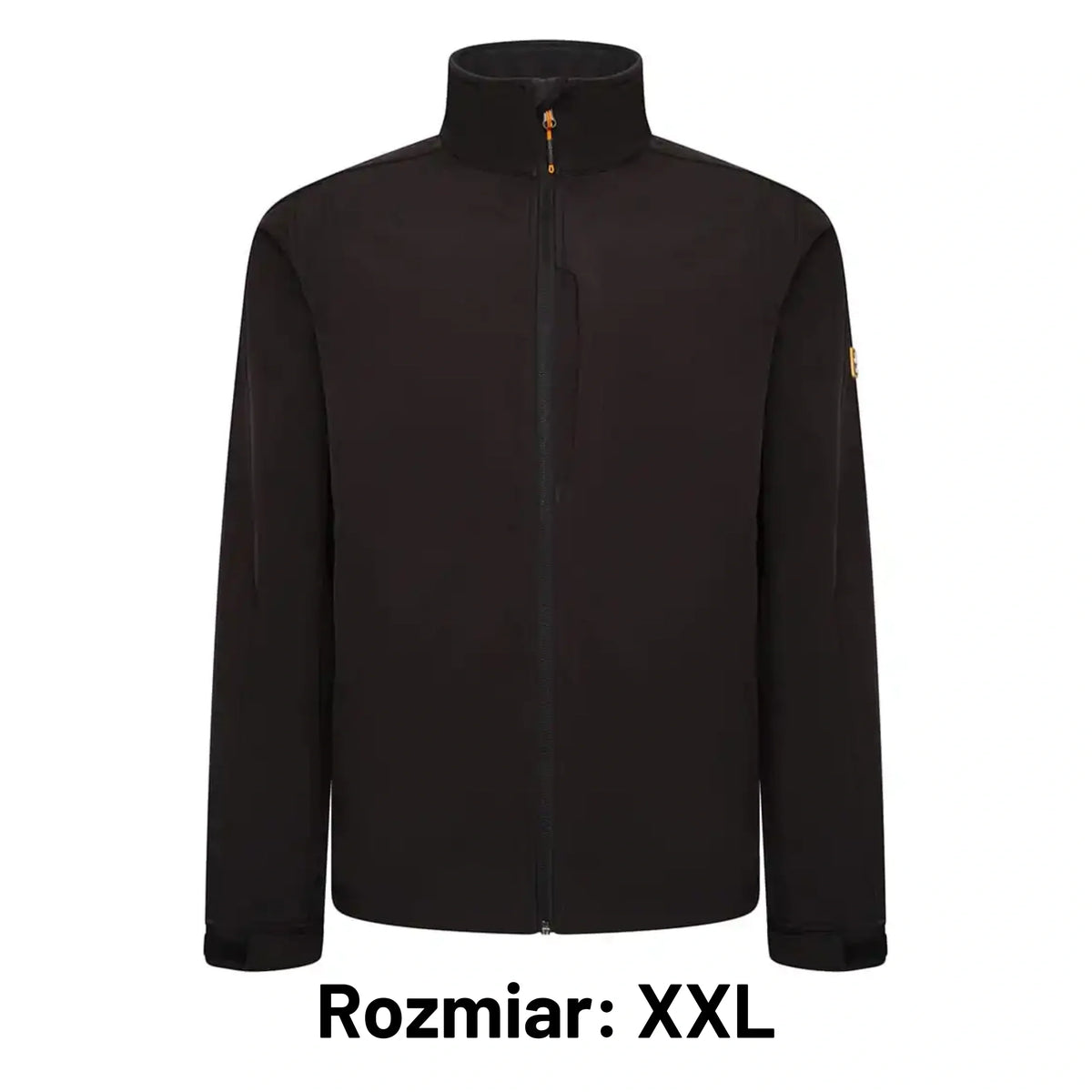 Kurtka robocza softshell JCB czarna z naszywką JCB, etykieta Rozmiar XXL