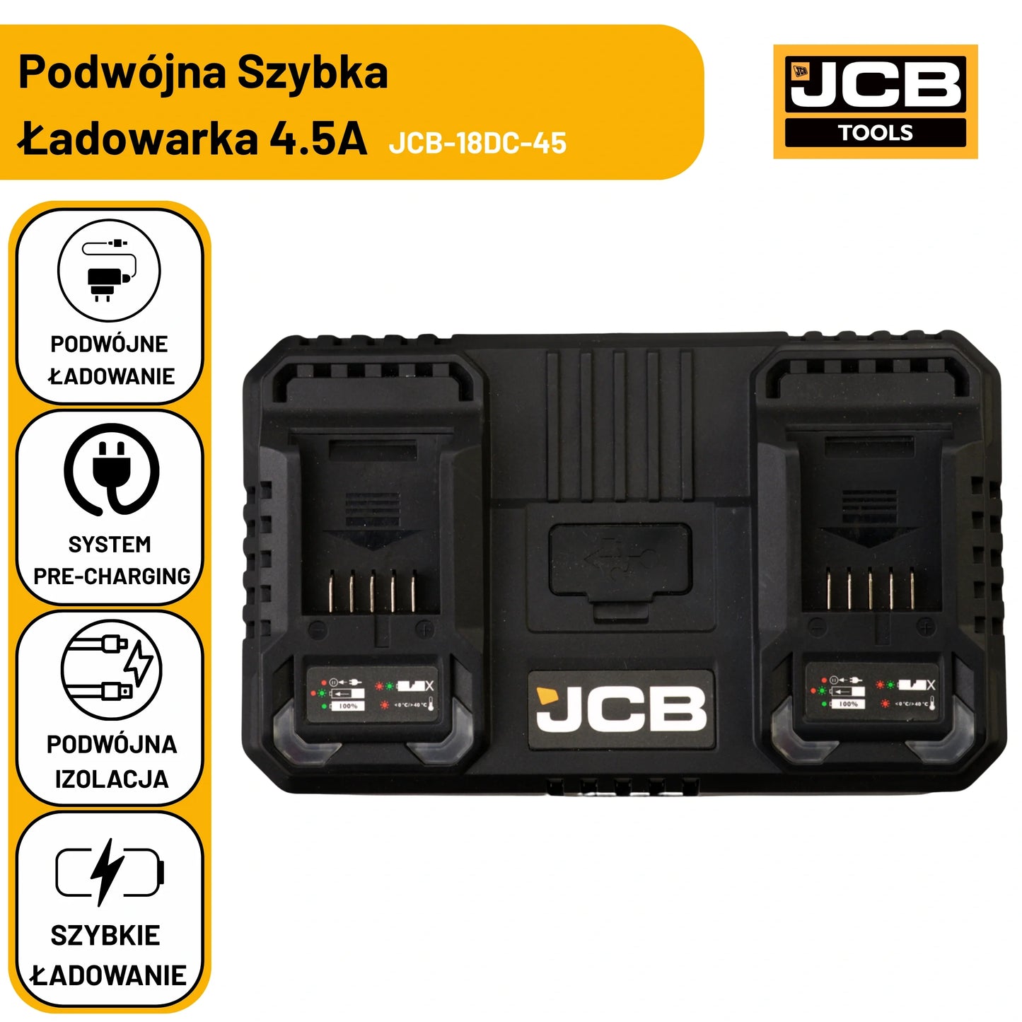 Ładowarka do wkrętarki 18V JCB 18DC-45 – ładowarka li-ion 18V