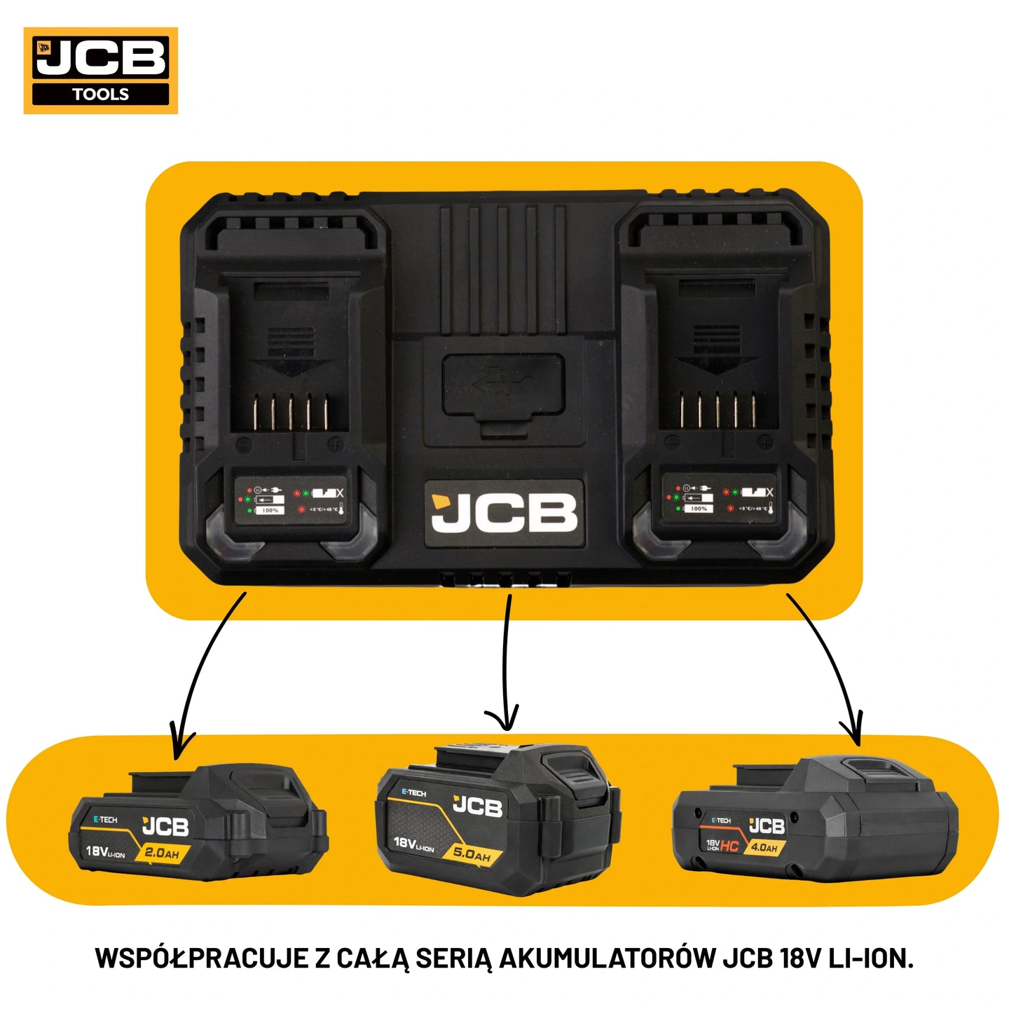 Ładowarka do akumulatorów li-ion 18V JCB 18DC-45 – szybka ładowarka 18V