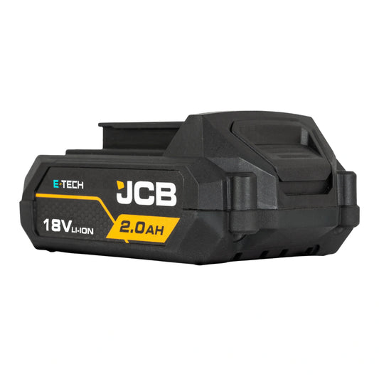 akumulator JCB E-Tech 18V 2.0Ah czarny ujęcie z lewej w perspektywie