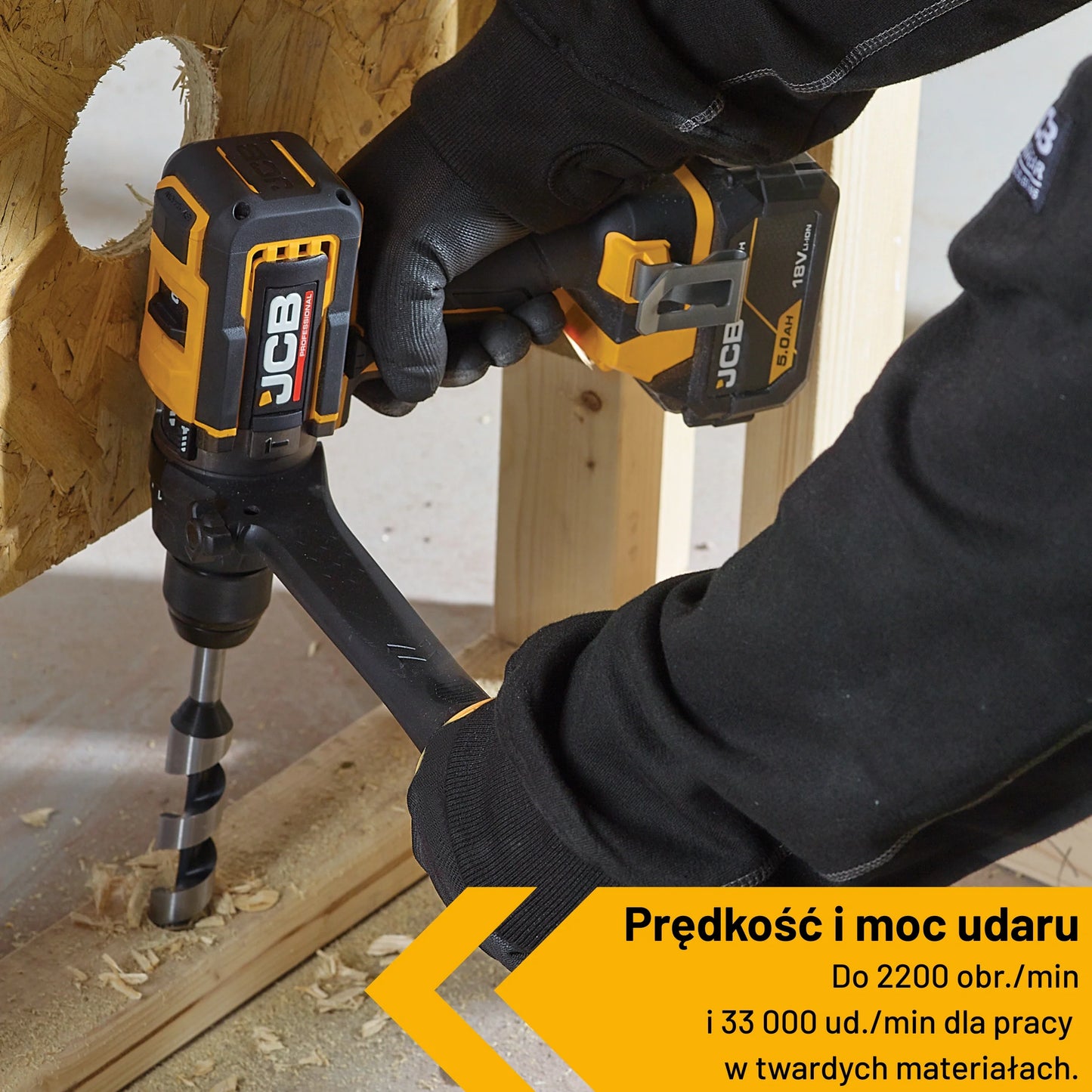 Wiertarko wkrętarka zestaw JCB 18PCD-160 160 Nm – wiertarko-wkrętarka akumulatorowa z udarem