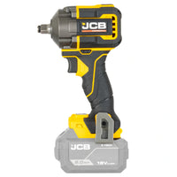 klucz udarowy akumulatorowy bezszczotkowy JCB Professional 18V 1/2 żółto-szary z akumulatorem 5.0Ah ujęcie z lewej strony