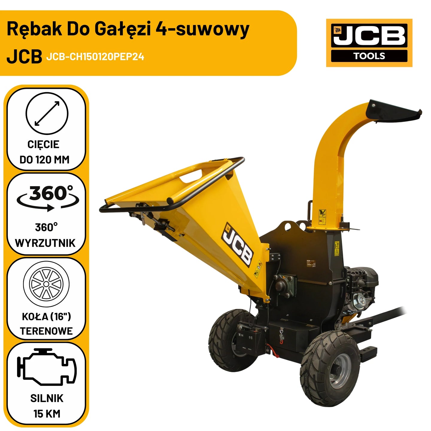 Rębaki do gałęzi JCB CH150120PEP24 15 KM – rębak do drewna