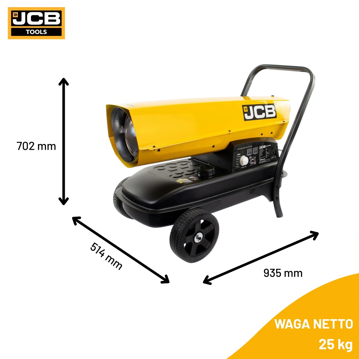 Nagrzewnica olejowa z odprowadzeniem spalin JCB SH140DP24 37 kW – nagrzewnica spalinowa