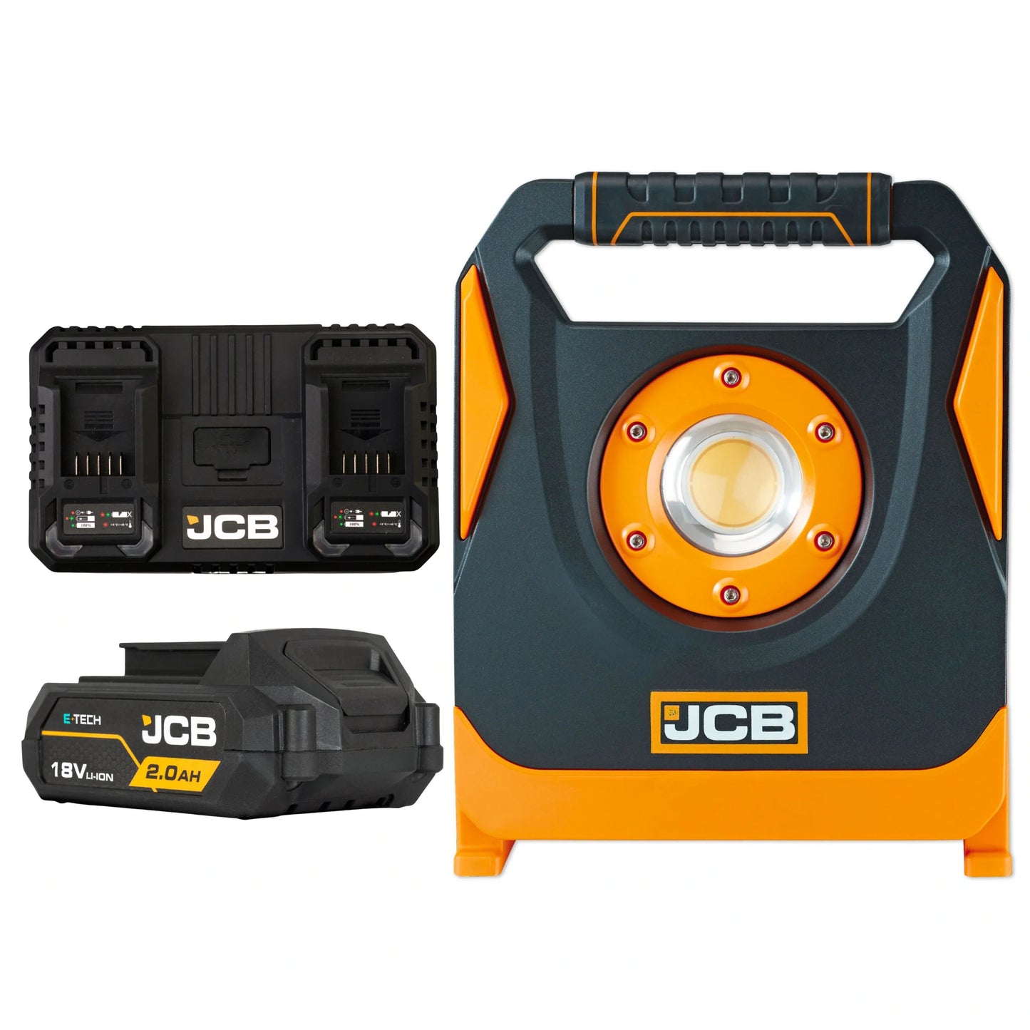 Lampy budowlane akumulatorowe JCB 4500 lm – lampa budowlana na statywie, widok produktu
