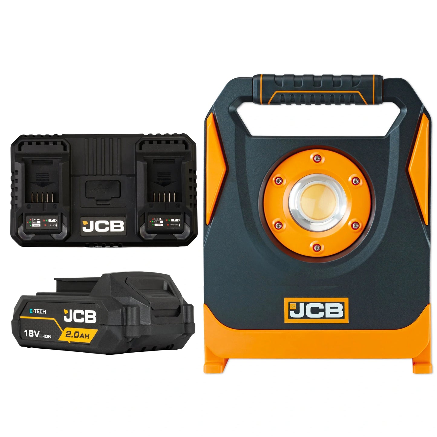Lampy budowlane akumulatorowe JCB 6500 lm – lampa budowlana na statywie, widok produktu