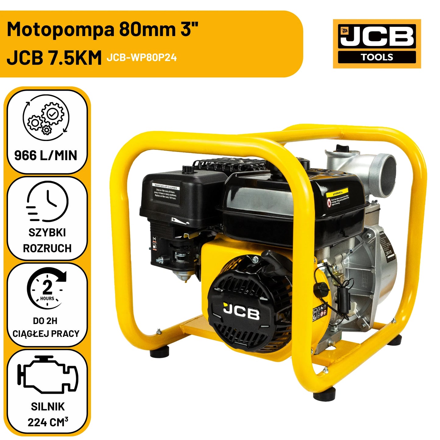 Motopompa JCB WP80P24 5 KM – pompa spalinowa do wody