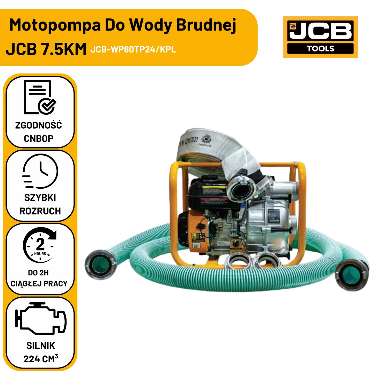 Pompy do wody brudnej JCB WP80TP24KPL 15 Bar – pompa szlamowa