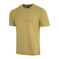 Koszulka robocza JCB T-shirt kolor oliwkowy z logo 3D, widok z przodu pod kątem