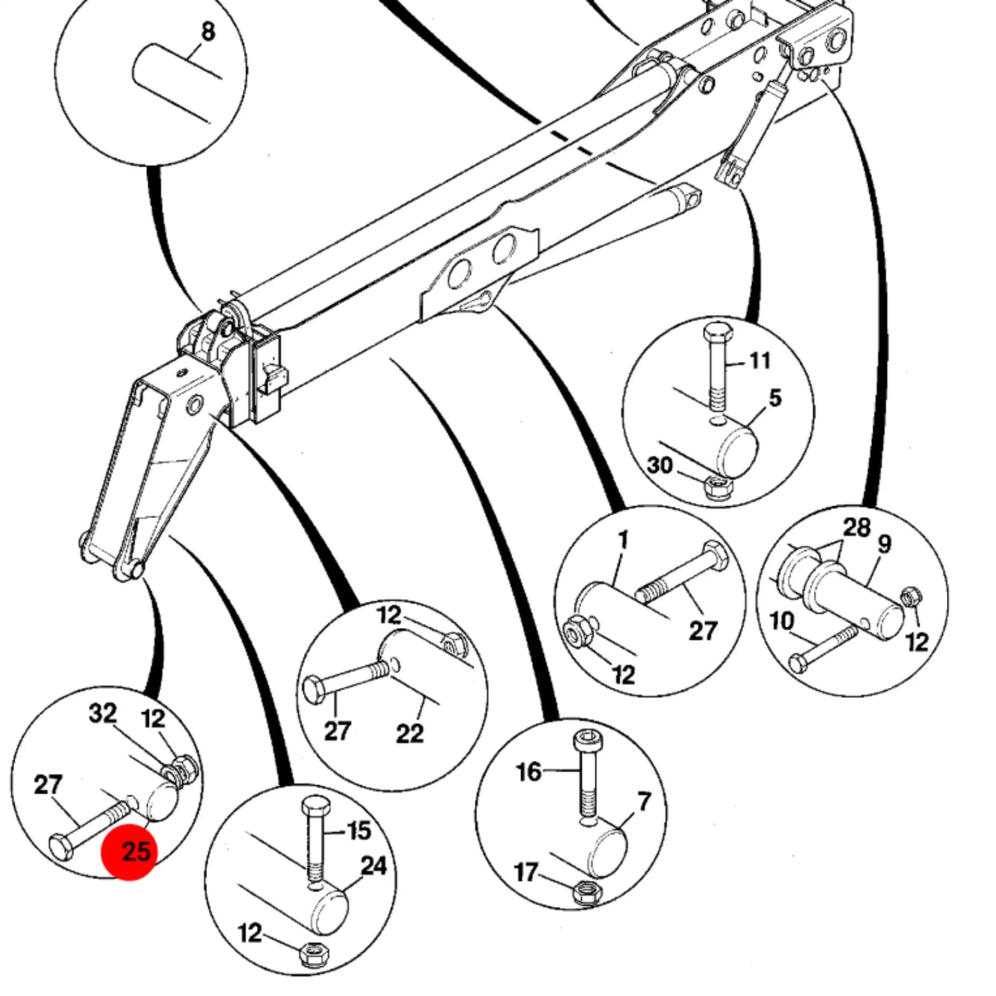 Sworzeń główny wysiegnika boom to carriage pin – oryginalna część JCB | Interhandler Szczecin