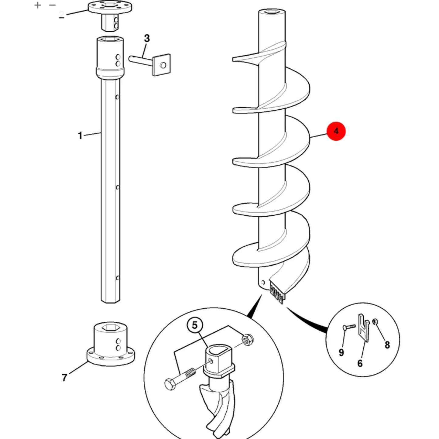 Wiertlo 18 460mm l 1200 mm koparka ładowarka 3CX – oryginalna część JCB | Interhandler Warszawa