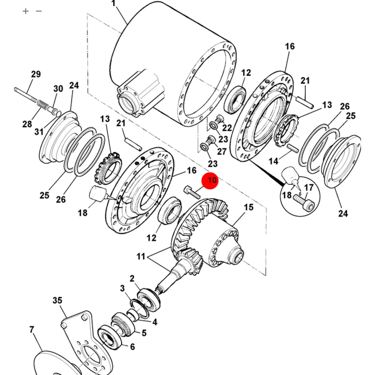 Śruba koła talerzowego dyferencjlu m12x30mm 3CX – oryginalna część JCB | Interhandler Łódź