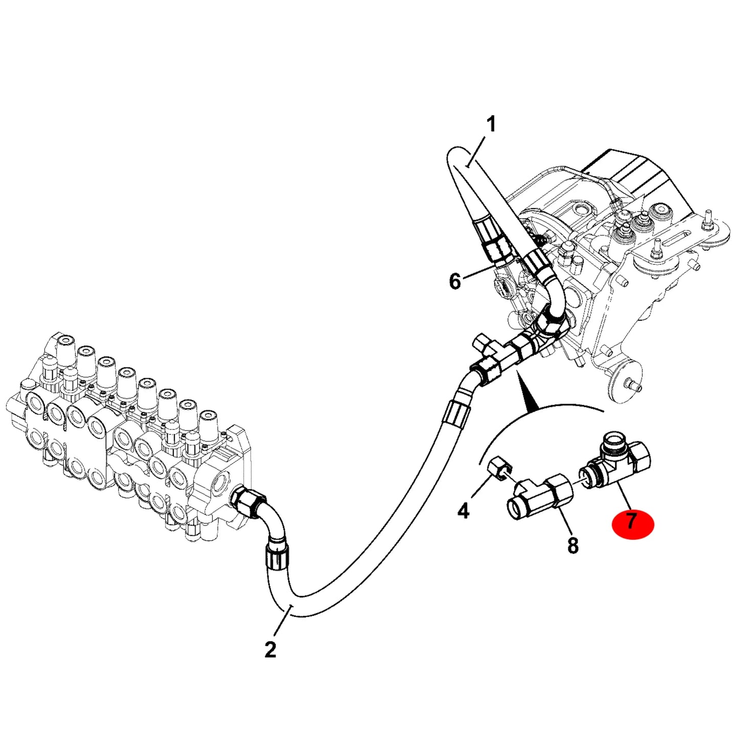 Trojnik hydrauliczny koparka ładowarka – oryginalna część JCB | Interhandler Kraków