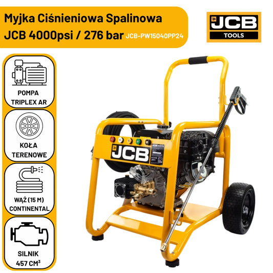 Myjka ciśnieniowa JCB 276 bar / 4000 PSI (rozruch ręczny, pompa AR triplex, silnik 15 KM)